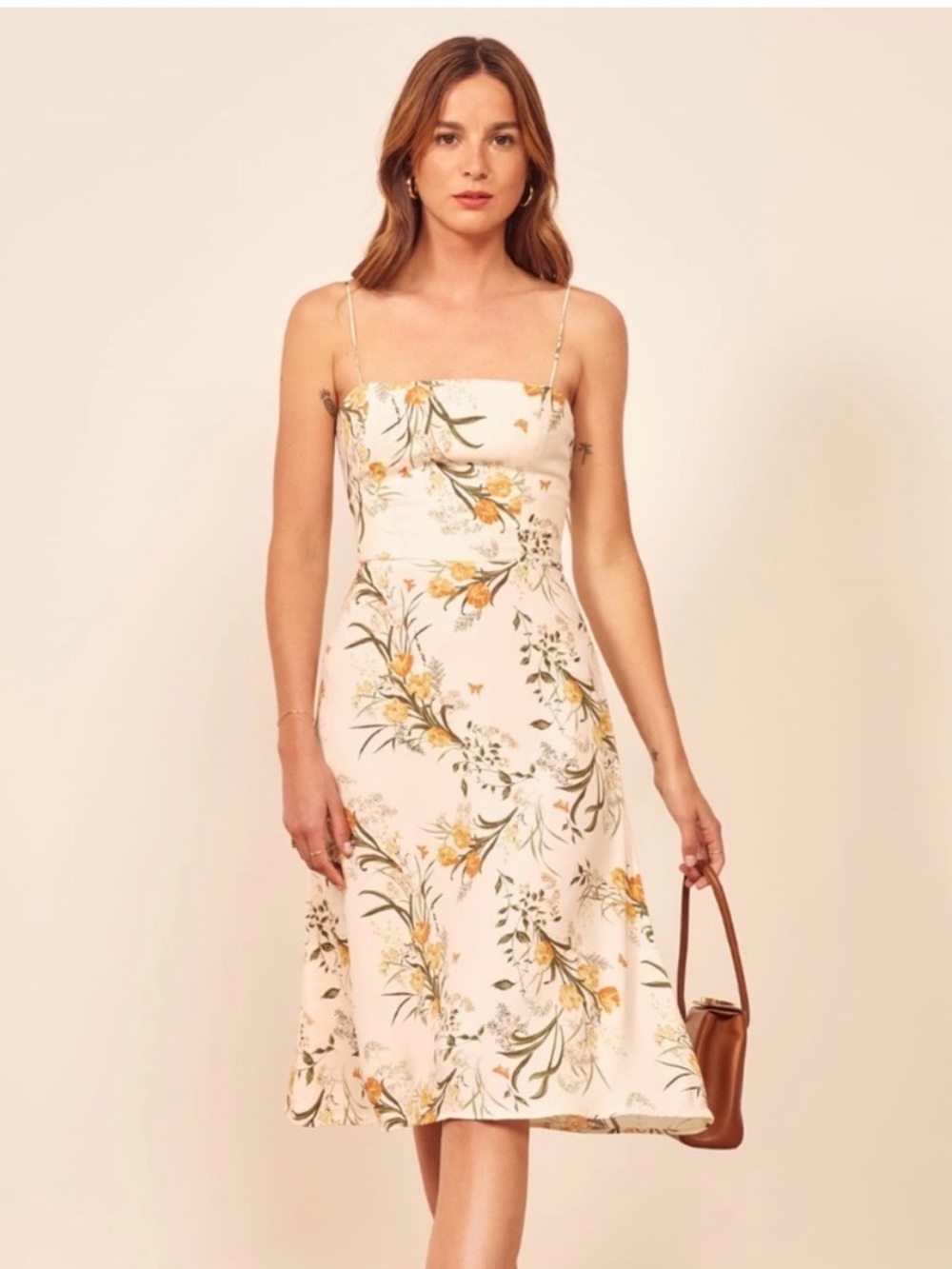 Reformation size 6 floral cream and yellow - Picture 3 of 8
